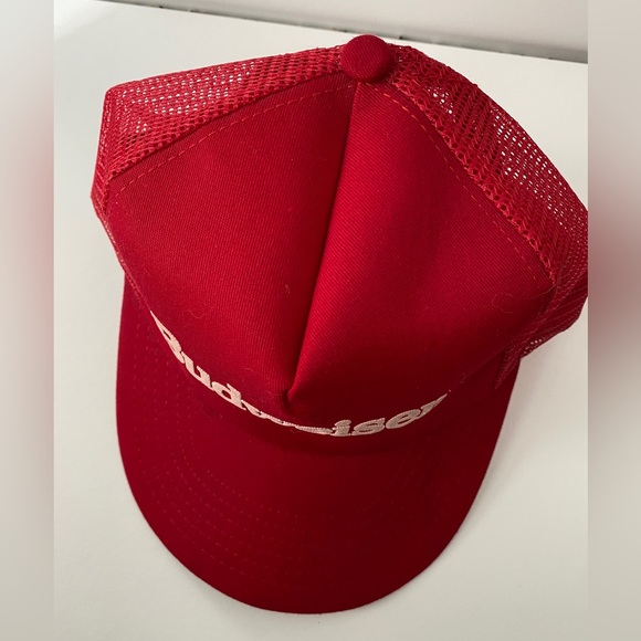 Deadstock Budweiser Puff Print Logo Mesh Hat 80’s - Picture 2 of 7